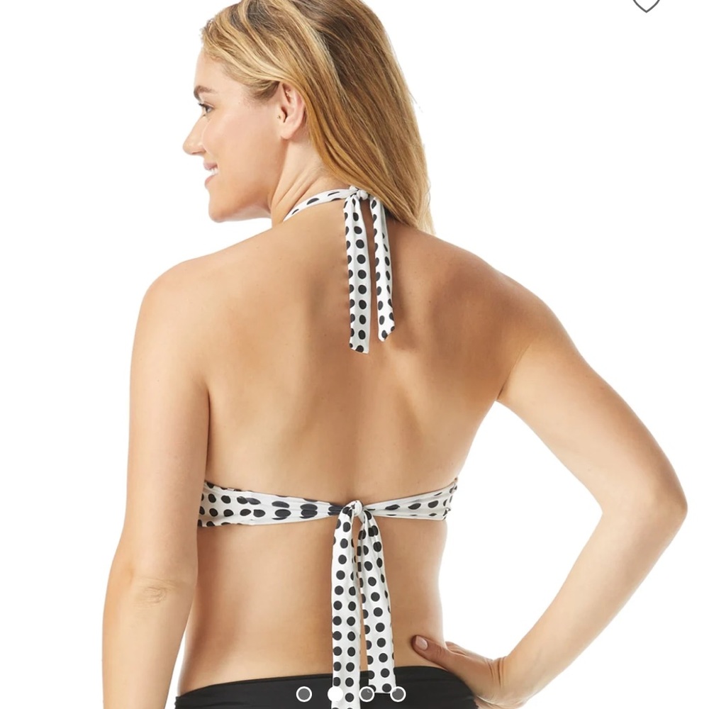 NWOT Coco Reef black and white polka dot 5-way convertible bikini top - Picture 3 of 10